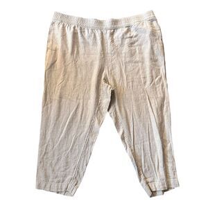 Old Navy Beige Linen High-Rise Straight Comfort Waist Band Cropped Pants Plus 3X